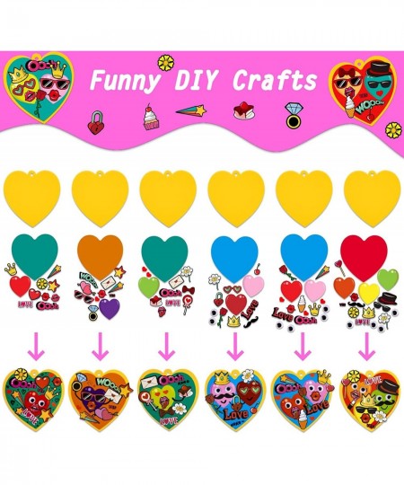 Valentines Craft Kits 16 Sets DIY Heart Crafts with Heart Stickers Valentines Day Craft Gifts for Kids Classroom School Excha...