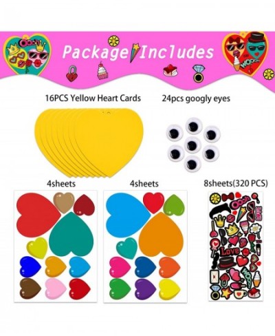 Valentines Craft Kits 16 Sets DIY Heart Crafts with Heart Stickers Valentines Day Craft Gifts for Kids Classroom School Excha...