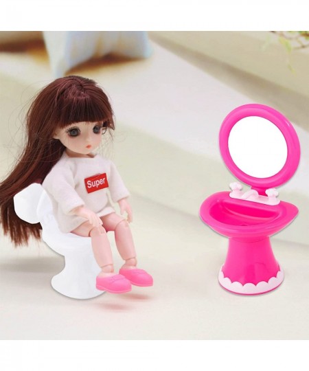 3 Pieces Mini Toilet Seat Washing Machine Sink Toy Doll House Furniture Miniature Bathroom Furniture Dollhouse Accessories $1...