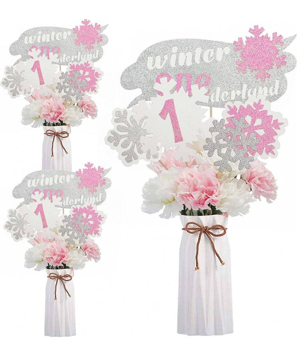 Winter Onederland Table Decorations Pink Winter Onederland 1st Birthday Centerpiece Snowflakes One Winter Wonderland Table To...