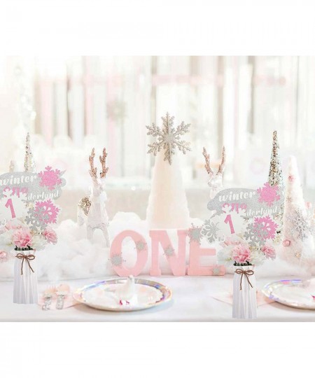 Winter Onederland Table Decorations Pink Winter Onederland 1st Birthday Centerpiece Snowflakes One Winter Wonderland Table To...