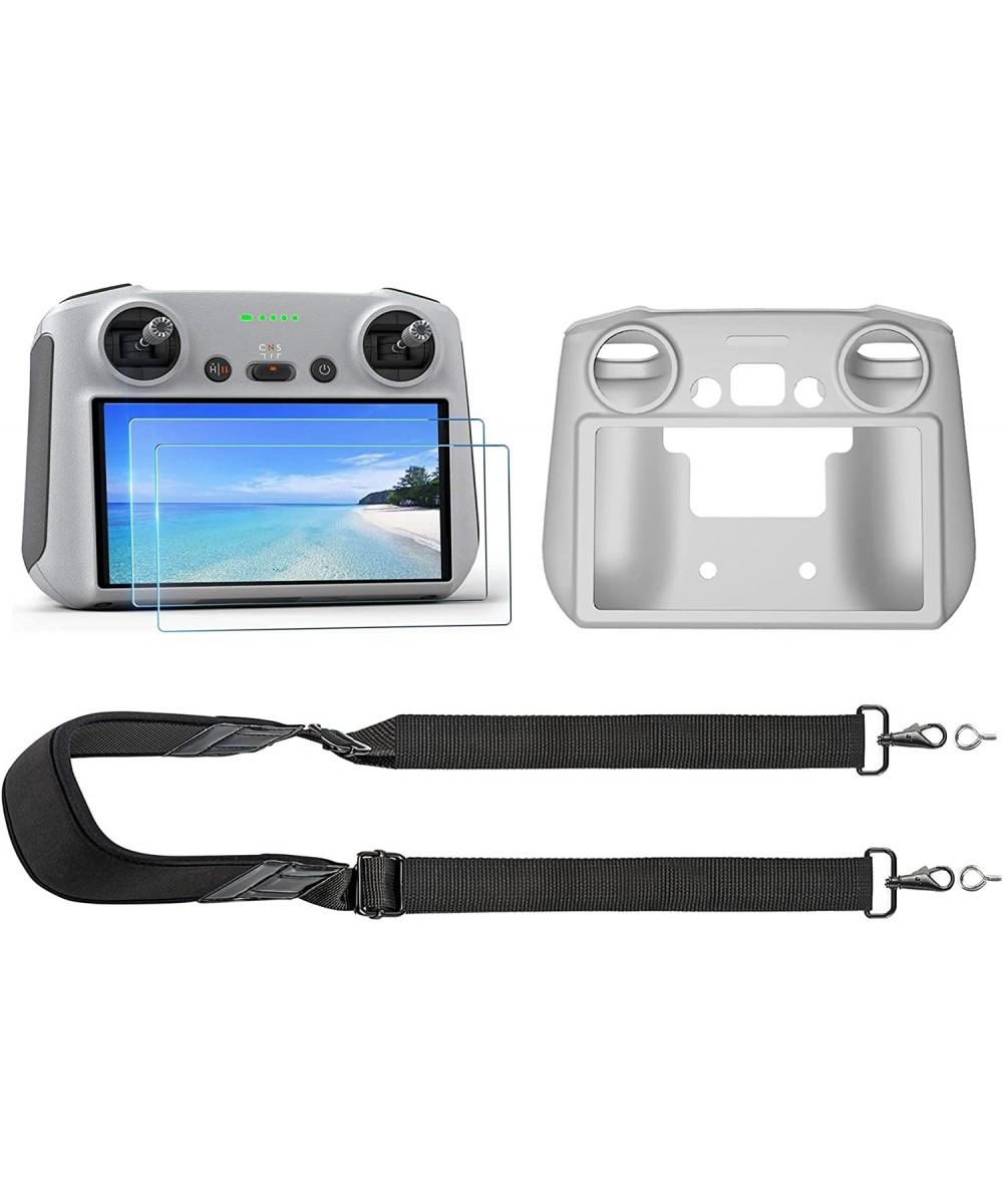 Mini 3 Pro RC Silicone Protective Cover + Tempered Glass Screen Protector (2pcs) + Neck Lanyard/Strap For DJI Mini 3 Pro Cont...