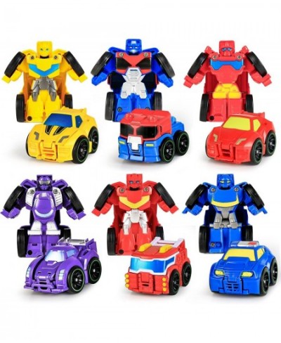 Toddler Mini Transform Robots Pocket Car Toys Set Kids Push Go Rescue Vehicle Playset Boys Hero Figure Modified Bots Collecti...