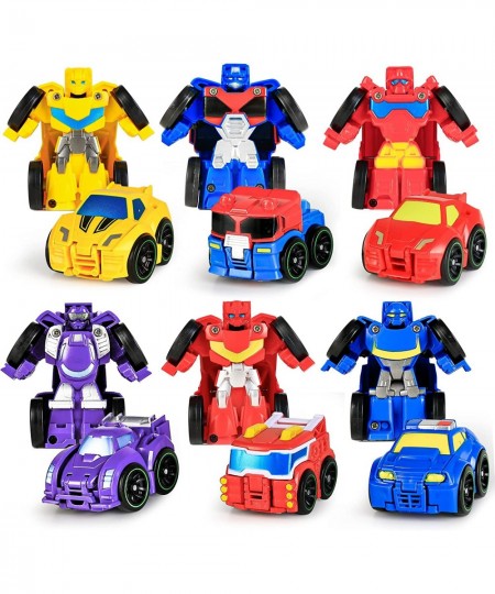 Toddler Mini Transform Robots Pocket Car Toys Set Kids Push Go Rescue Vehicle Playset Boys Hero Figure Modified Bots Collecti...