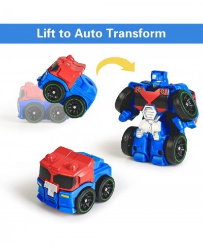 Toddler Mini Transform Robots Pocket Car Toys Set Kids Push Go Rescue Vehicle Playset Boys Hero Figure Modified Bots Collecti...