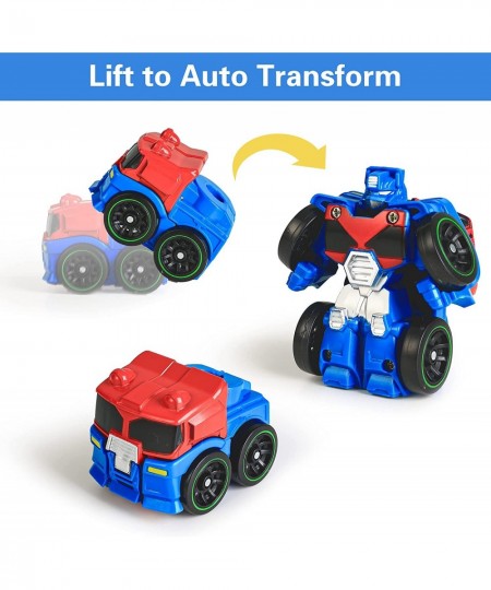 Toddler Mini Transform Robots Pocket Car Toys Set Kids Push Go Rescue Vehicle Playset Boys Hero Figure Modified Bots Collecti...