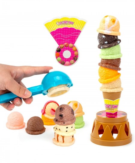 MCPINKY Ice Cream Game Ice Cream Cone Playset Sweet Treats Ice Cream Parlour Toy Frozen Dessert Ice Cream Tower Balancing Gam...