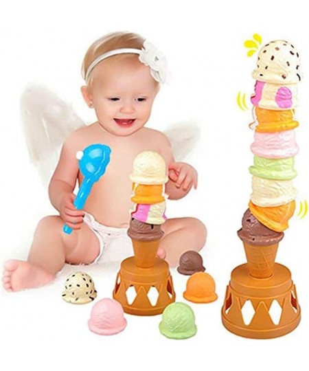 MCPINKY Ice Cream Game Ice Cream Cone Playset Sweet Treats Ice Cream Parlour Toy Frozen Dessert Ice Cream Tower Balancing Gam...