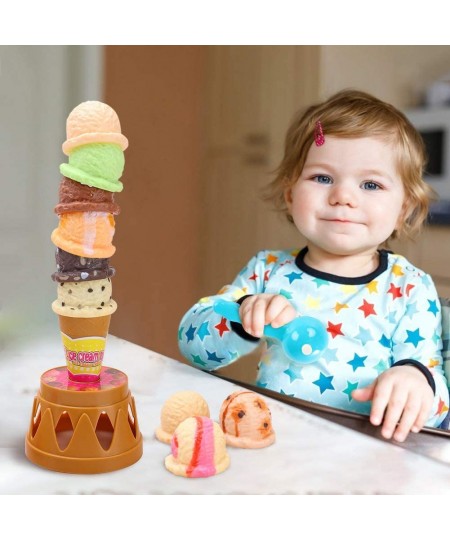 MCPINKY Ice Cream Game Ice Cream Cone Playset Sweet Treats Ice Cream Parlour Toy Frozen Dessert Ice Cream Tower Balancing Gam...