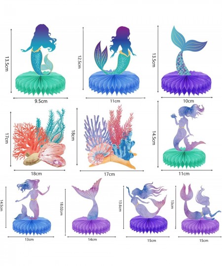 10 Pcs Mermaid Party Supplies Mermaid Birthday Honeycomb Centerpieces for Under The Sea Party Decorations Table Honeycomb for...