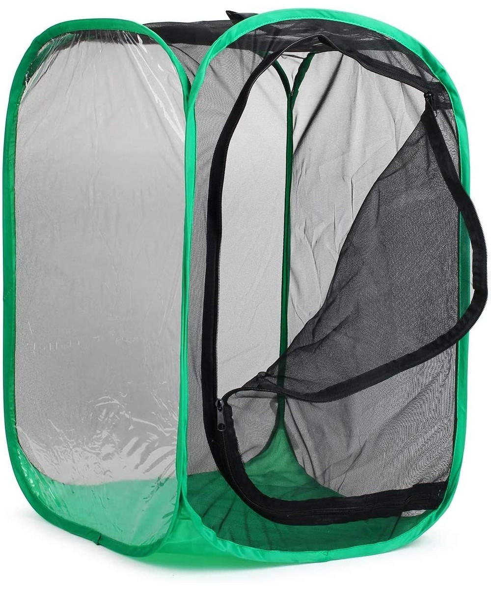 4 Feet Extra Large Monarch Butterfly Habitat Giant Collapsible Insect Mesh Cage Terrarium Pop-up (Black + Green 28 x 28 x 48 ...