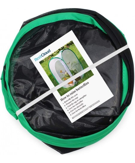 4 Feet Extra Large Monarch Butterfly Habitat Giant Collapsible Insect Mesh Cage Terrarium Pop-up (Black + Green 28 x 28 x 48 ...