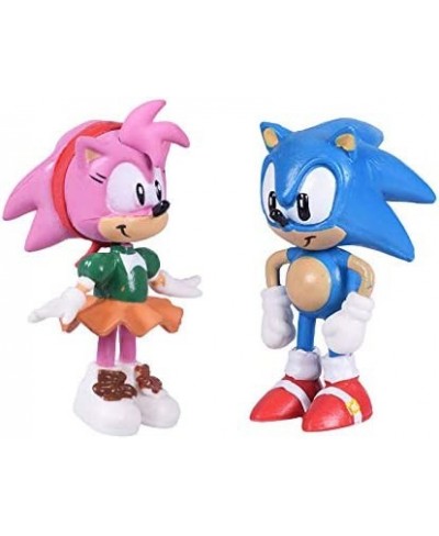 Set of 6pcs Sonic The Hedgehog Action Figures 5-7cm Tall Cake Toppers- Classic Sonic Amy Super Sonic Tails Metal Sonic and Kn...