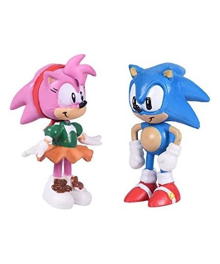 Set of 6pcs Sonic The Hedgehog Action Figures 5-7cm Tall Cake Toppers- Classic Sonic Amy Super Sonic Tails Metal Sonic and Kn...