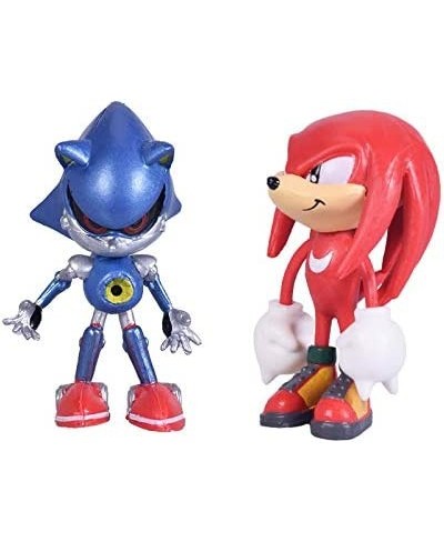 Set of 6pcs Sonic The Hedgehog Action Figures 5-7cm Tall Cake Toppers- Classic Sonic Amy Super Sonic Tails Metal Sonic and Kn...