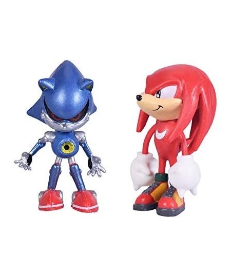 Set of 6pcs Sonic The Hedgehog Action Figures 5-7cm Tall Cake Toppers- Classic Sonic Amy Super Sonic Tails Metal Sonic and Kn...