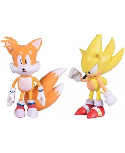 Set of 6pcs Sonic The Hedgehog Action Figures 5-7cm Tall Cake Toppers- Classic Sonic Amy Super Sonic Tails Metal Sonic and Kn...