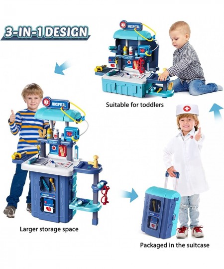 Toy Doctor Kit for Kids: Pretend Play Kids Doctor Set with Electronic Stethoscope Dress Up Doctor Costume Carrying Storage Ca...