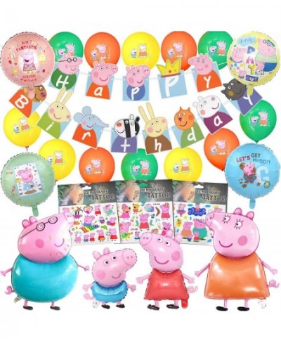 36Pcs Pig Birthday Balloons Pig Birthday Party Supplies Include Happy Birthday Banner Mom and Dad Latex Balloons Banners $17....