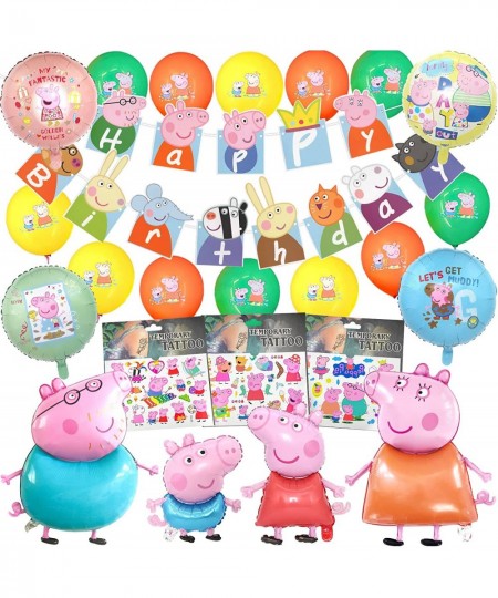 36Pcs Pig Birthday Balloons Pig Birthday Party Supplies Include Happy Birthday Banner Mom and Dad Latex Balloons Banners $17....