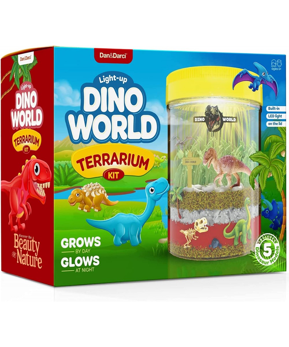 Dino World Terrarium Kit for Kids - LED Light in Lid - Dinosaur Toys for Boys & Girls Age 3 4 5 6 7 8+ Year Old Boy and Girl ...