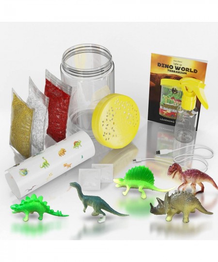 Dino World Terrarium Kit for Kids - LED Light in Lid - Dinosaur Toys for Boys & Girls Age 3 4 5 6 7 8+ Year Old Boy and Girl ...