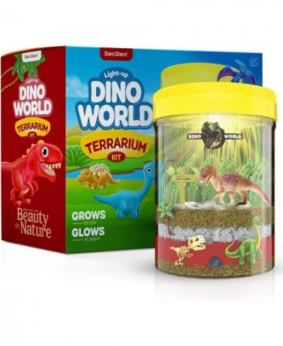 Dino World Terrarium Kit for Kids - LED Light in Lid - Dinosaur Toys for Boys & Girls Age 3 4 5 6 7 8+ Year Old Boy and Girl ...