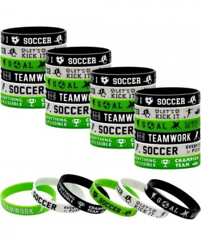 24 Packs Soccer Silicone Bracelets Party Supplies Soccer Motivational Rubber Wristbands for Sport Themed Football Themed Birt...