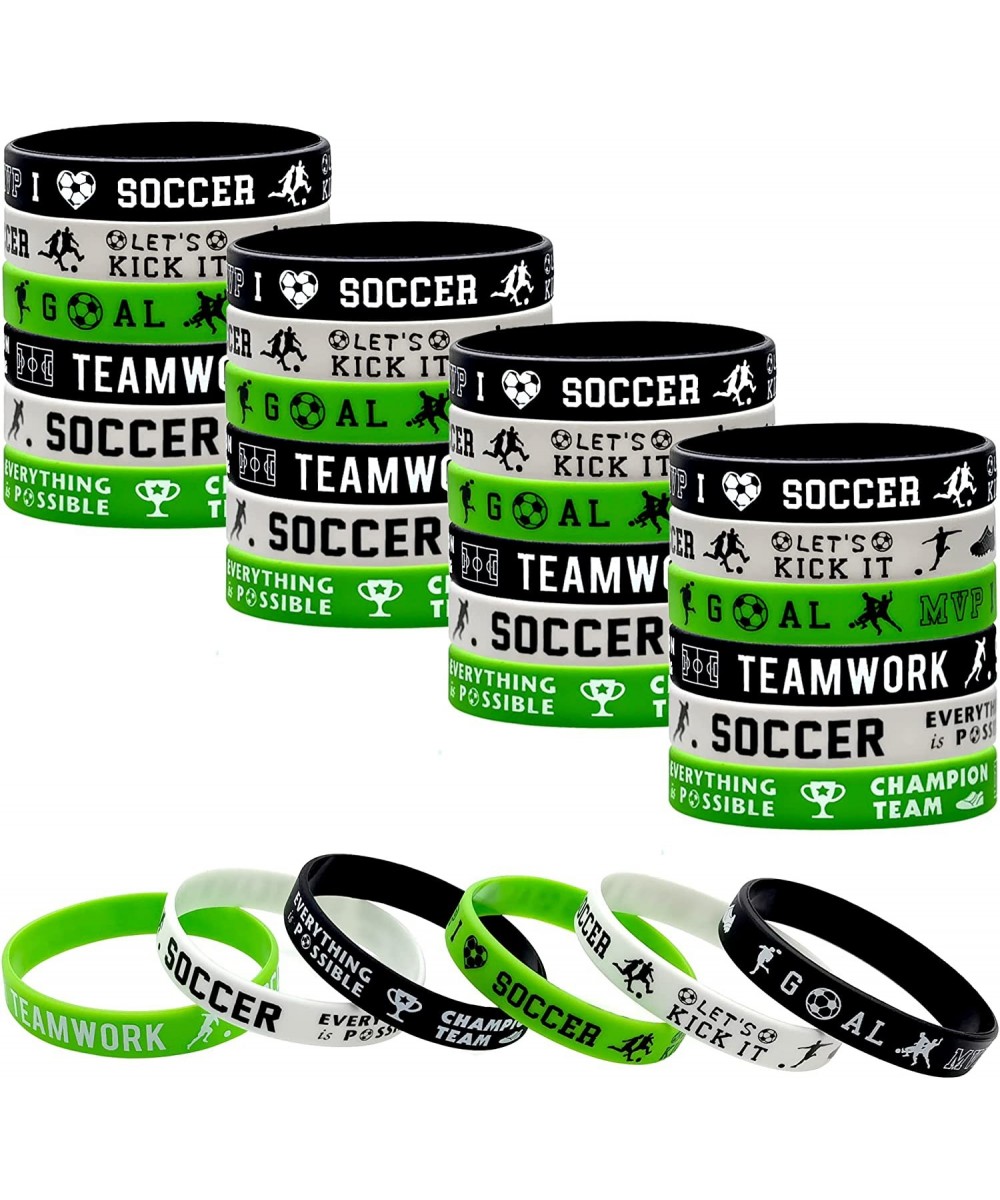 24 Packs Soccer Silicone Bracelets Party Supplies Soccer Motivational Rubber Wristbands for Sport Themed Football Themed Birt...