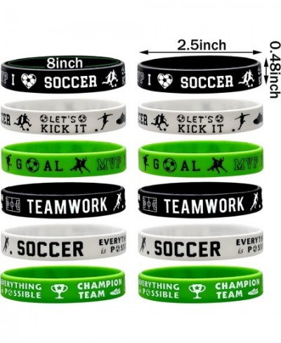 24 Packs Soccer Silicone Bracelets Party Supplies Soccer Motivational Rubber Wristbands for Sport Themed Football Themed Birt...