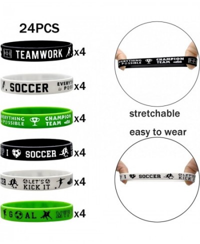 24 Packs Soccer Silicone Bracelets Party Supplies Soccer Motivational Rubber Wristbands for Sport Themed Football Themed Birt...