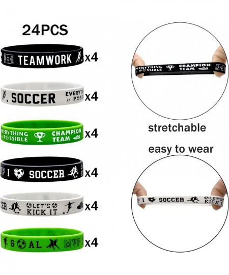 24 Packs Soccer Silicone Bracelets Party Supplies Soccer Motivational Rubber Wristbands for Sport Themed Football Themed Birt...