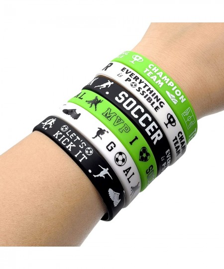 24 Packs Soccer Silicone Bracelets Party Supplies Soccer Motivational Rubber Wristbands for Sport Themed Football Themed Birt...