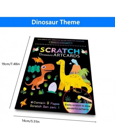 Dinosaur Magic Scratch Art for Kids 9 Sheets Double Sided Jurassic Theme Rainbow Scratch Paper Cards Scratch Art Crafts & Scr...