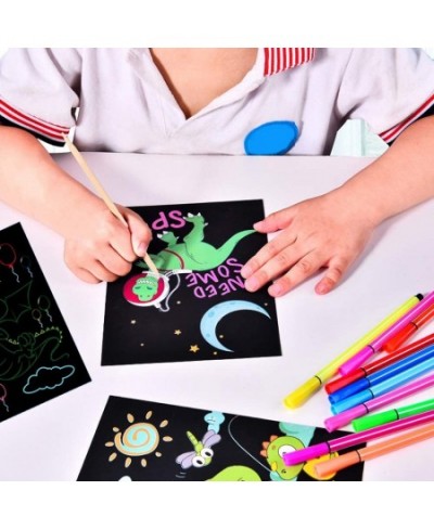 Dinosaur Magic Scratch Art for Kids 9 Sheets Double Sided Jurassic Theme Rainbow Scratch Paper Cards Scratch Art Crafts & Scr...