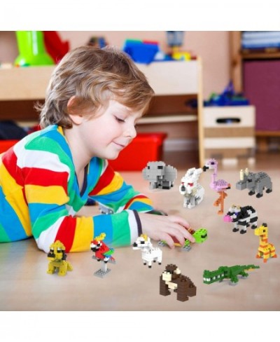 Mini Building Blocks Animals Party Favors for Kids 12 in 1 Stem Toys Building Sets Assorted Mini Animals Building Blocks Sets...