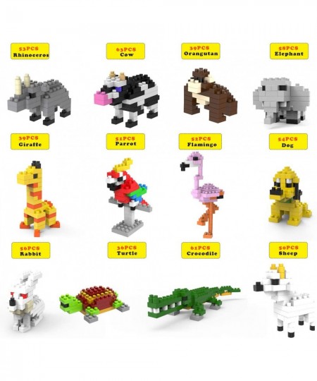 Mini Building Blocks Animals Party Favors for Kids 12 in 1 Stem Toys Building Sets Assorted Mini Animals Building Blocks Sets...