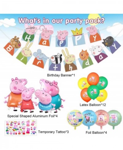 36Pcs Pig Birthday Balloons Pig Birthday Party Supplies Include Happy Birthday Banner Mom and Dad Latex Balloons Banners $17....