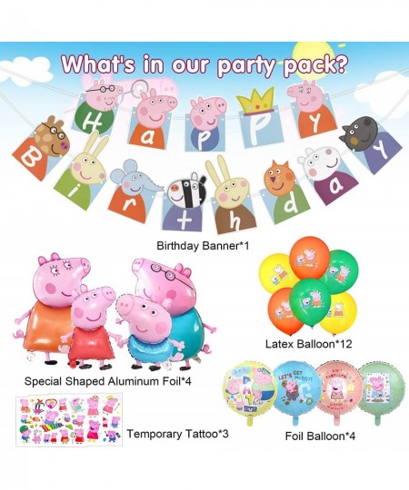 36Pcs Pig Birthday Balloons Pig Birthday Party Supplies Include Happy Birthday Banner Mom and Dad Latex Balloons Banners $17....