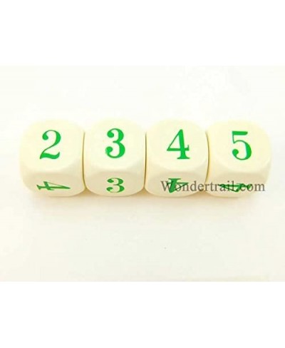 Ivory Opaque Dice with Green Numbers D6 Averaging Dice (2-3-3-4-4-5) 16mm (5/8in) Pack of 4 $14.69 - Game Accessories