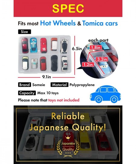 Hot Wheels Tomica Car Organizers and Transparent Storage Carrying Box Max 10 Cars Capacity Display case Japan Made Durable an...