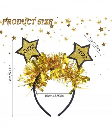 6Pcs 2022 Happy New Year Headwear Glitter Star Headband Golden Silver Headwear New Years Eve Party Supplies Pet Headband Cosp...