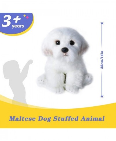 14" Realistic Plush Maltese Dog Stuffed Animal Puppy Dog Toys Soft Plush Pillow Birthday for Kids and Adult White $56.12 - St...