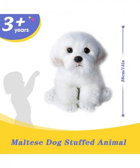 14" Realistic Plush Maltese Dog Stuffed Animal Puppy Dog Toys Soft Plush Pillow Birthday for Kids and Adult White $56.12 - St...