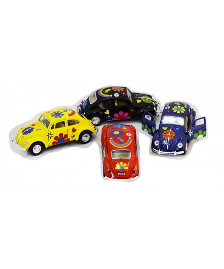 Diecast Cars-Set of 4 Cars: 5 VW Happy Flower Classic Beetle 1/32 Scale Pull Back n Go Action. by Kinsmart $39.65 - Toy Vehic...