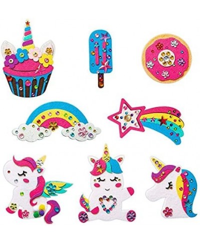 8Pcs Unicorn Fridge Magnets Craft Kit Felt Cloth Handicrafts Including Cupcake Rainbow Doughnut Star Ice Pop Theme Parent-Kid...