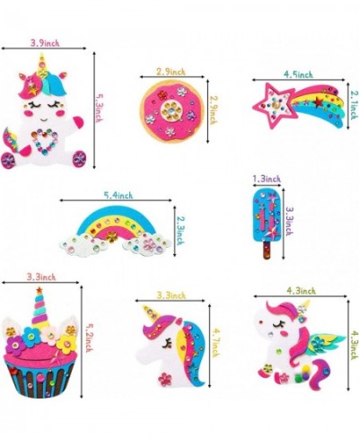 8Pcs Unicorn Fridge Magnets Craft Kit Felt Cloth Handicrafts Including Cupcake Rainbow Doughnut Star Ice Pop Theme Parent-Kid...