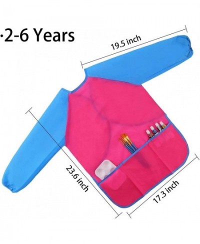 2 Pack Kids Art Smocks Children Painting Aprons Long Sleeve Kids Smock with 3 Pockets Toddler Smocks Gifts for Art Craft Cook...