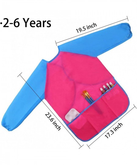 2 Pack Kids Art Smocks Children Painting Aprons Long Sleeve Kids Smock with 3 Pockets Toddler Smocks Gifts for Art Craft Cook...