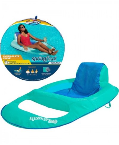 Spring Float Recliner Pool Lounge Chair with Hyper-Flate Valve Aqua $61.18 - Swimming Pool & Outdoor Water Toys